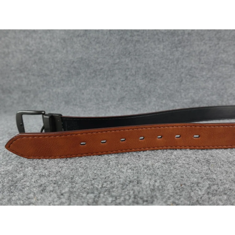 Reversible‎ Belt Classic Buckle Brown Black Leather Mens XL 42-44